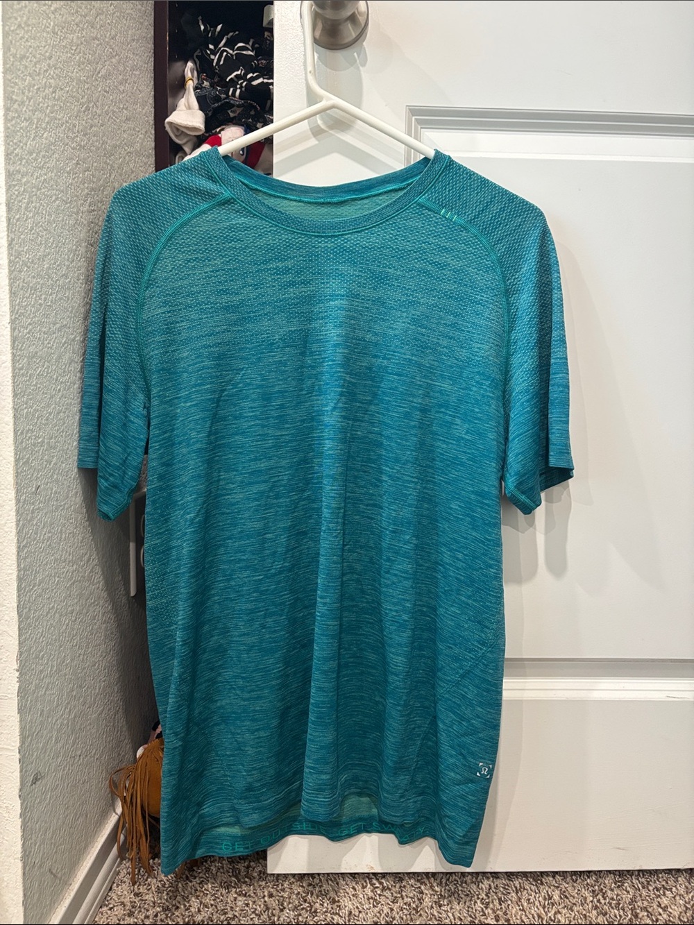 lululemon athletica Men's Short-Sleeve Heathered Teal Athletic Tee